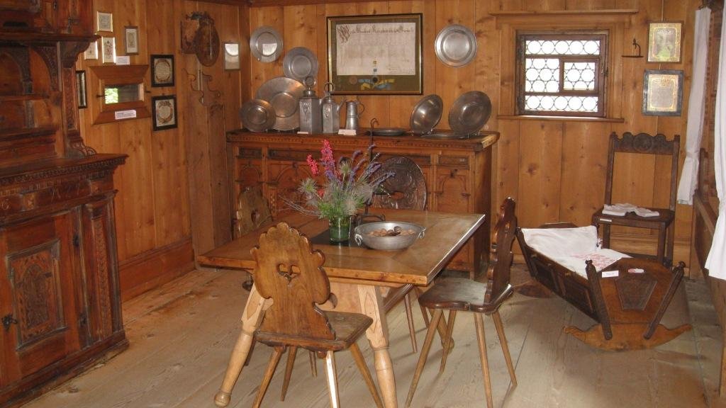 The Nutli Hüschli museum of local history in Klosters shows a typical Walser living room of yesteryear.