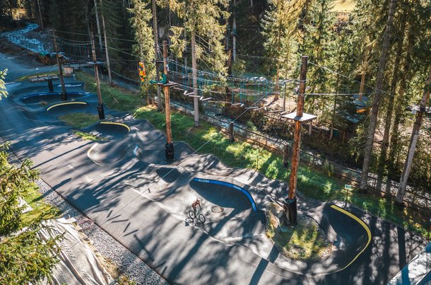Bikepark in Davos mit Pumptrack, Dirt Line und Skills Park für Mountainbiker.