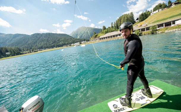 Wakeboarding on Lake Davos