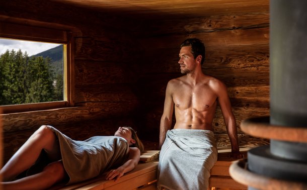 Sauna at the eau-là-là wellness and adventure pool in Davos Klosters.