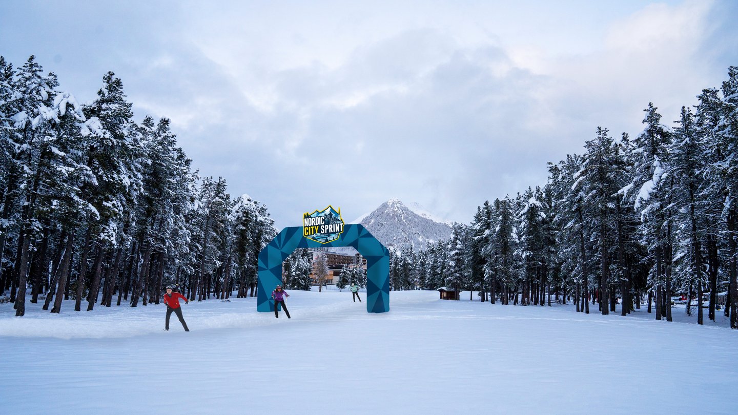 Nordic City Sprint: Langlaufloipe mitten im Kurpark Davos.
