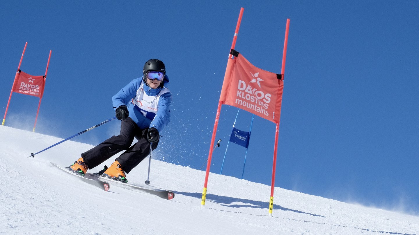 The ski race is the highlight of the British-Swiss Parliamentary Ski Week in Davos.