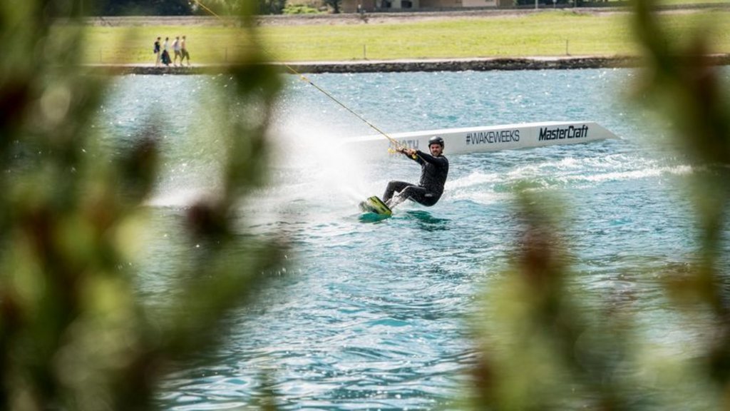 Wakeboarding on Lake Davos is a popular summer activity.
